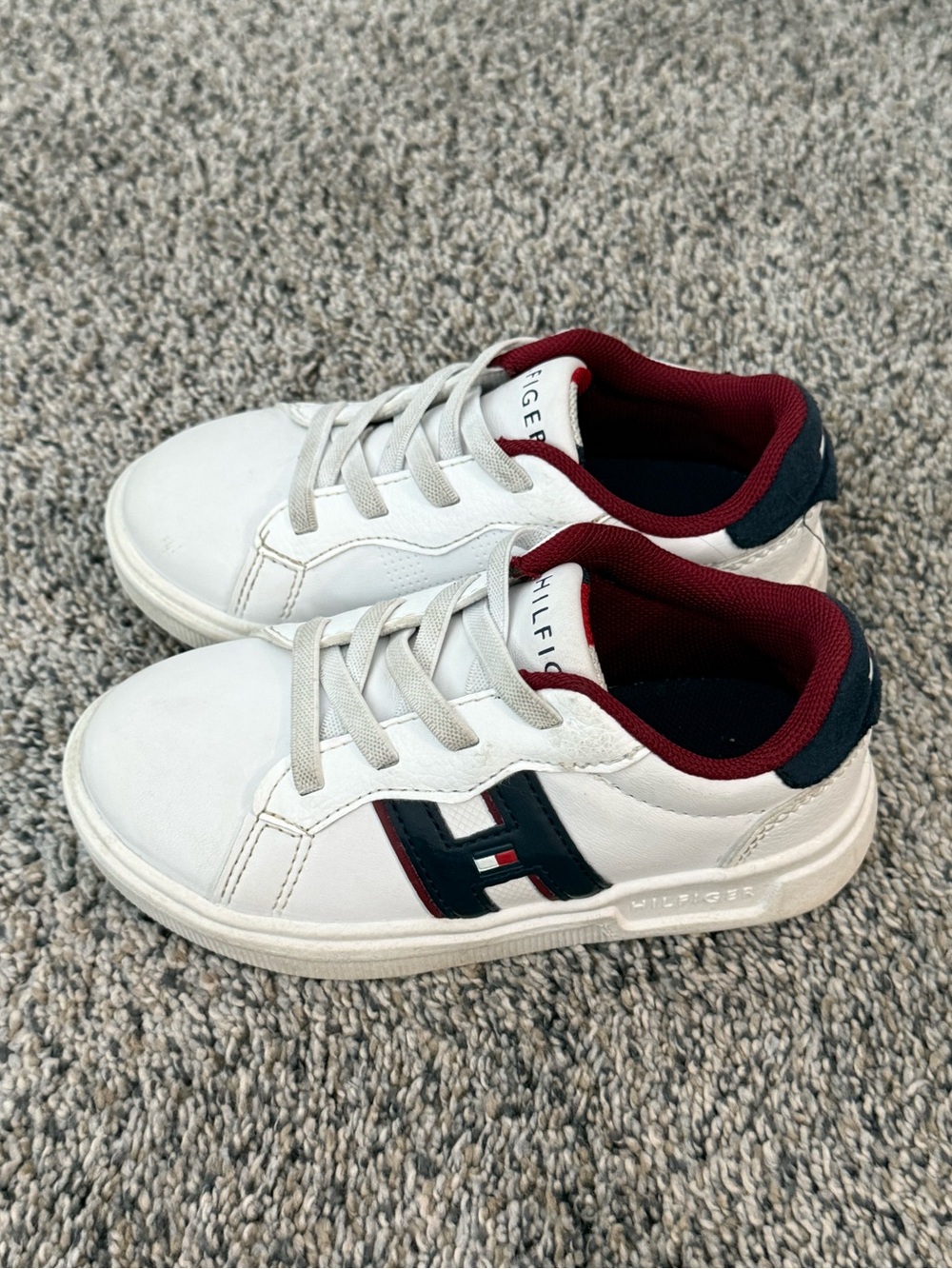Tommy Hilfiger Kids White Sneakers with Navy & Burgundy Trim